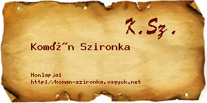 Komán Szironka névjegykártya